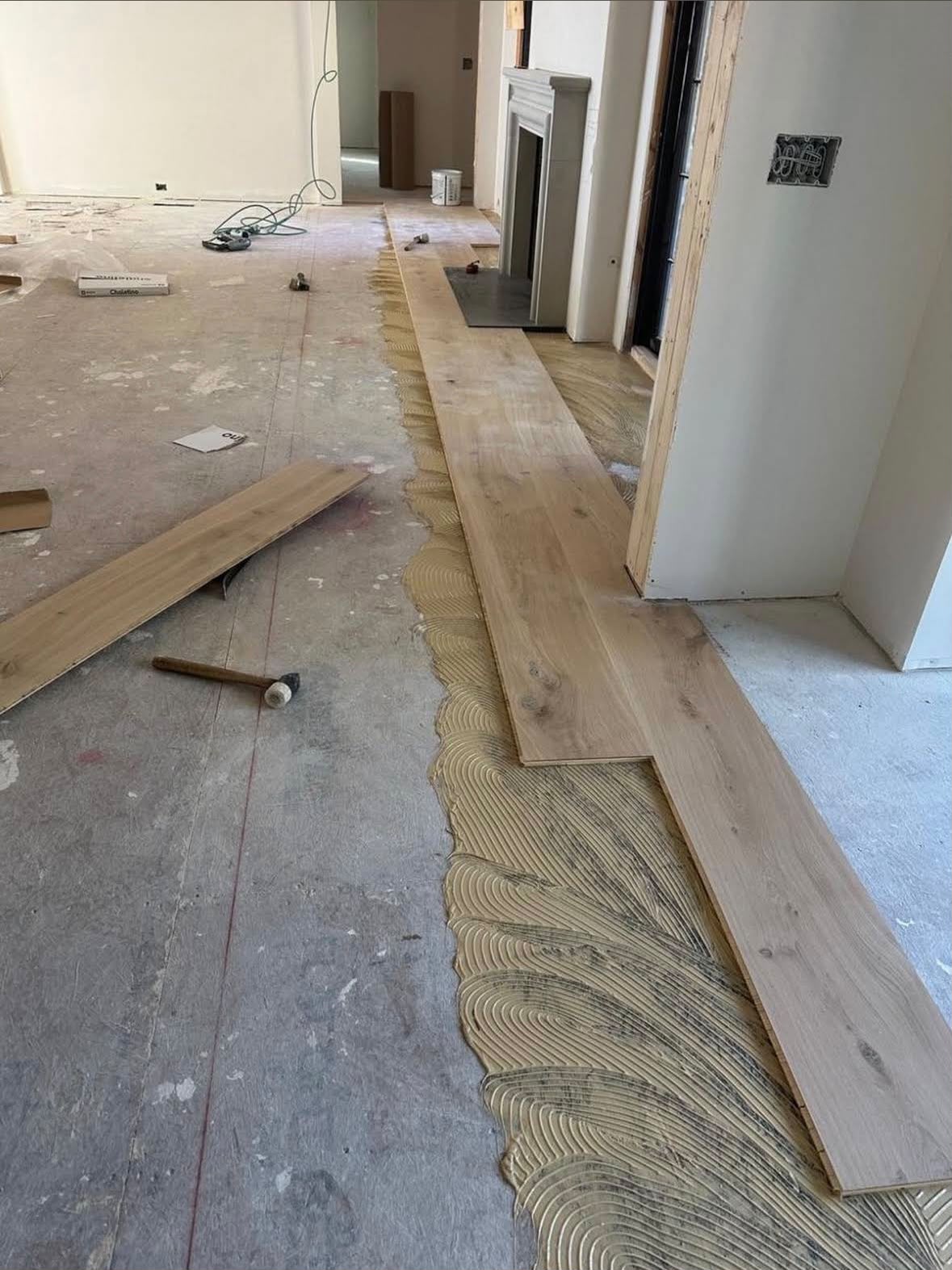 Hardwood floor installation detail by RK Hardwood Floors